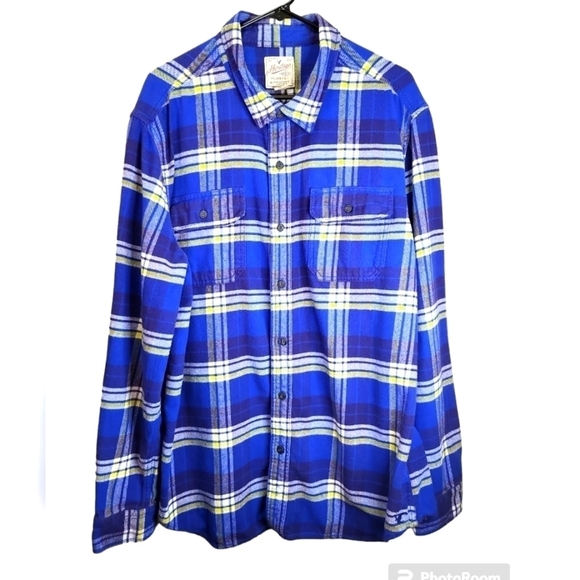 Heritage American Eagle XXL_TTG Shacket Flannel Shirt blue/white/yellow - Picture 1 of 16